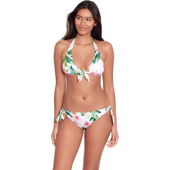 NWT Lauren Ralph Lauren Floral Side Tie Hipster Bikini Bottoms in White & Pink 6 - Picture 5 of 14